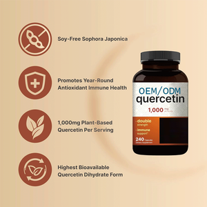 Cápsulas de quercetina de 240 recuentos OEM/ODM, 1000mg por porción, extracto de Sophora Japonica, suplementos herbales de apoyo inmunológico - Product Image 2