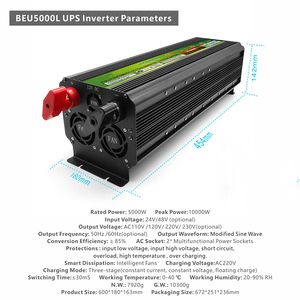 BEU5000L Bộ Biến Tần Xe Hơi Sóng Sin Biến Đổi Công Suất 12V 24V Thành 110 220V 10000W Kèm Bộ Sạc - Product Image 3