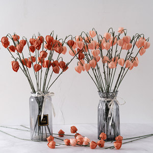 Fleurs artificielles CallaFloral de type Groundcherry à longue tige, rouge clair, pour décoration de mariage et de maison, branche unique YC1116 - Product Image 2