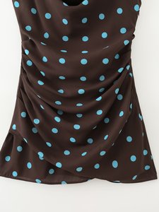 MYST&ZA Abbigliamento Donna Primavera 2026 Nuova Moda Sexy <span class=keywords><strong>Abito</strong></span> <span class=keywords><strong>Mini</strong></span> a <span class=keywords><strong>Pois</strong></span> con Scollo Drappeggiato e Schiena Scoperta 3564051 - Product Image 5