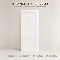 Porte intérieure en bois MDF/HDF, à 2 panneaux, style Shaker, apprêtée blanche, à âme pleine ou creuse, pour la construction résidentielle