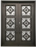 Modèles de porte extérieure en métal à double porte en fer forgé pour entrée principale de maison moderne