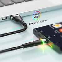 Essager Stock USA Livraison gratuite Voyant de couleur USB vers Type-C 3A Charge rapide a vers C Câble USB