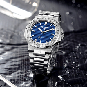 Reloj Mecánico Automático con Esfera Turquesa, Cristal de Zafiro, Correa de Acero Inoxidable, con Día y Fecha para Hombre - Product Image 3
