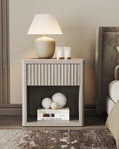 Moderner geriffelter Nachttisch aus der Mitte des Jahrhunderts Minimalisti scher Nachttisch aus Holz für Schlafzimmer-Wohnzimmer möbel mit Holzplatte - Product Image 3