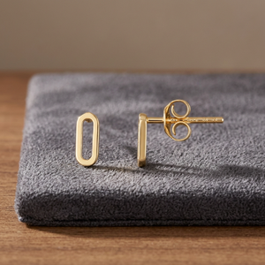 Pendientes de Moda Minimalistas con Forma Ovalada en Oro Sólido de 14K para Uso Diario, Regalo Unisex, Joyería al por Mayor - Product Image 2