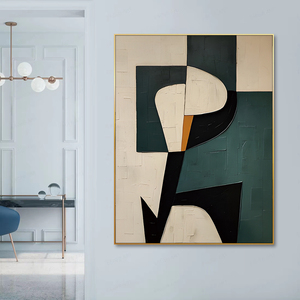 Grande Quadro Astratto con Texture Beige e Verde Arte Minimalista da Parete Pittura Moderna Astratta su Tela - Product Image 6
