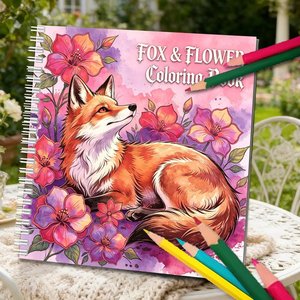 Libro <span class=keywords><strong>da</strong></span> <span class=keywords><strong>Colorare</strong></span> Personalizzato a Tema <span class=keywords><strong>Volpe</strong></span> e Fiori, con Spirale, Pagine Illustrate di Animali e Natura per Adulti e Adolescenti, Regalo Antistress - Product Image 3