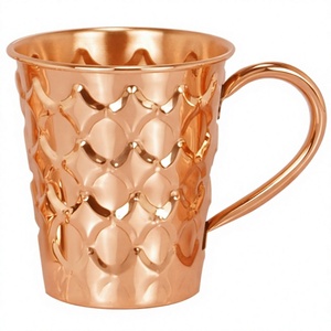 Axiom Home Accents Tasse à mule de Moscou en cuivre massif avec poignée en cuivre martelé au diamant pour servir de la bière et du vin - Product Image 1