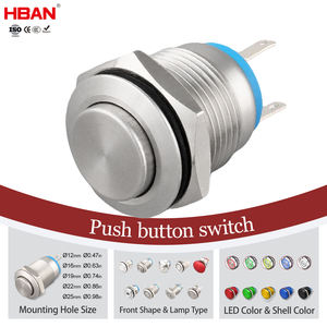 Interruptor de Botão de Pressão de Aço Inoxidável HBAN 16mm, IP67 à Prova d'Água, Momentâneo 1NO para Início e Parada em CNC, Marinha e Automóveis - Product Image 1