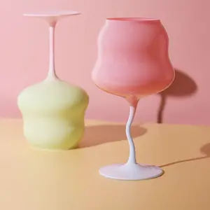 批发定制麻花酒杯红酒杯冰淇淋杯彩色冰淇淋碗礼品