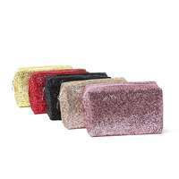 2022 nouvelle mode rectangulaire paillettes paillettes sac cosmétique fermeture à glissière lettre motif Style