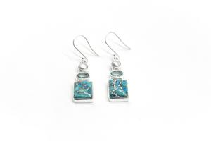 Pendientes de Turquesa Azul Cobre Natural, Topacio Azul y Perla, Plata de Ley 925, Joyería Hecha a Mano, Moda Femenina, Suministro al por Mayor - Product Image 2