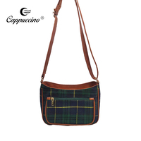 Tas Dompet Kanvas Mewah untuk Wanita Merek Terkenal Tas Tartan Desainer Muda dengan 3 Kantong Resleting