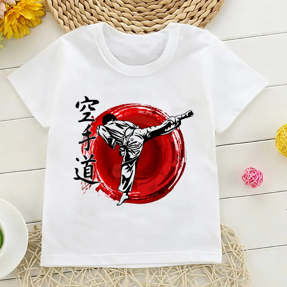 Kids Boy T-shirt Karate Taekwondo Girl Cartoon Tops Cute Baby Tees Children Costume Summer Print Clothes Fashion T Shirts