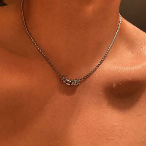 שרשרת תליון עגולה משובצת אבני חן סיטונאיות, נירוסטה, לגברים, ללבישה יומיומית ניטרלית - Product Image 4
