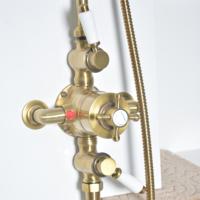 Vente Flash : Kit de Robinetterie de Douche Thermostatique Classique en Laiton Chromé Vieilli, Mitigeur Mural pour Salle de Bain de Villa avec Barre Coulissante