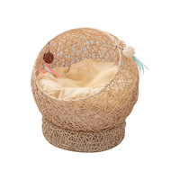 Nid pour animaux semi-fermé en rotin naturel tressé à la main, lit pour chat, villa pour chat, cage de haute qualité, amovible et lavable pour toutes les saisons