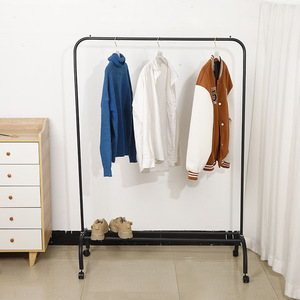 Porte-vêtements sur pied à barre unique, mobile, gain de place, noir et blanc, pour chambre, dortoir, balcon, usage intérieur - Product Image 1