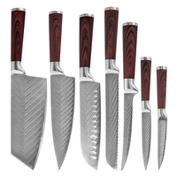 Ensemble de couteaux de cuisine professionnels 11 pièces écologiques en acier inoxydable 3CR13, lame martelée multifonctionnelle, bois de Pakka, métal