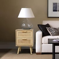 Mobilier de chambre en gros rustique ferme naturel bois table de chevet table de chevet avec tiroirs en rotin