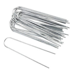 Estacas de jardín de 6 pulgadas, <span class=keywords><strong>grapas</strong></span> de paisaje galvanizadas, <span class=keywords><strong>grapas</strong></span> de césped tipo U verde para césped <span class=keywords><strong>artificial</strong></span>, estacas de pasadores de césped a prueba de óxido - Product Image 1