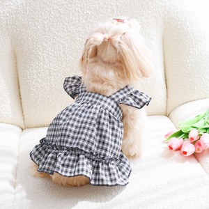 Custom-made <b>small</b> checkered flutter sleeve sundress, cat dress, <b>dog</b> <b>clothes</b>, cool and breathable summer kitten clothing - Product Image 1