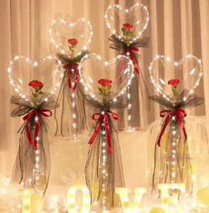 Valentine ngày Hộp quà tặng <span class=keywords><strong>LED</strong></span> sáng Bobo bóng Rose Bouquet globos san Valentin thiết lập trang trí Bobo bóng hoa - Product Image 2