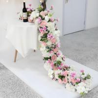 Arrangements floraux artificiels personnalisés, roses rouges pour allée, fleurs de table, fleurs artificielles en soie, chemin de table pour décoration de mariage