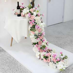 Arreglos Florales Artificiales Personalizados, Camino de Mesa con Rosas Rojas, Camino de Mesa de Flores de Seda Artificial para Decoración de Bodas - Product Image 6