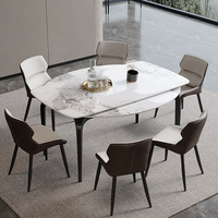 Table à manger italienne de luxe Ensemble de chaises moderne style simple rétractable ardoise jambe d'éléphant extensible pour la maison salon métal