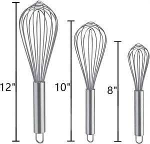 <b>Custom</b> Wholesales 3 Pack Stainless Steel <b>Balloon</b> Beating and Stirring Mini Egg Whisk for Blending With Plain Handle - Product Image 2