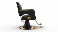 Fauteuil de barbier inclinable en cuir avec pompe hydraulique réglable en hauteur, noir et or, mobilier de salon pour hôtels et salons de beauté