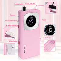 Écran d'affichage personnalisable SUNKIN SK-ND-V4, manucure professionnelle en salon, portable, rechargeable, sans fil, 45000 tr/min, USB
