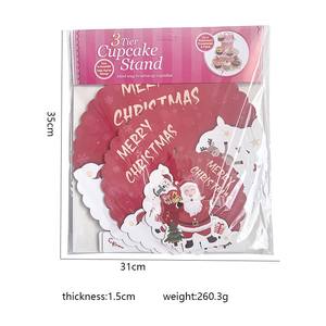 Supporto monouso per Dessert a tema natalizio supporto per Cupcake in cartone a 3 livelli supporto per Dessert carta rotonda per pasticceria a torre - Product Image 5