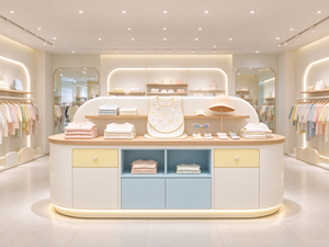 Conception d'intérieur de magasin de vêtements pour enfants sur mesure avec armoires de présentation pour vêtements de bébé et aménagements de vente au détail modernes - Product Image 6
