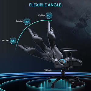 Chaise de jeu d'ordinateur de Massage en cuir Pu pliable noir Offre Spéciale pas cher Silla <span class=keywords><strong>Gamer</strong></span> Racing chaises de jeu avec <span class=keywords><strong>accoudoir</strong></span> 2D - Product Image 5