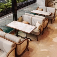 Ensemble de meubles de restaurant moderne de luxe léger, canapé de banquette, table et chaises de salle à manger pour restaurant et bars