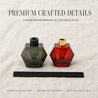 Diffuseur d'arômes de luxe en verre en forme de bouteille, design diamant unique, 200 ml, pour hôtel, avec mini diffuseur à bâtonnets et huile essentielle personnalisée