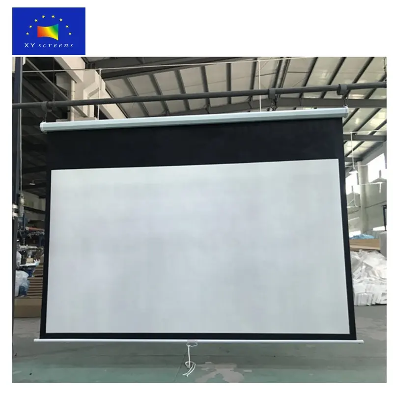 Display commerciale 60 "(1219*914) schermo per proiettore manuale estraibile schermo di proiezione Roll Up HD bianco opaco