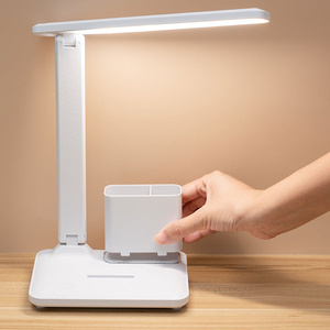 مصباح LED يعمل بالبطارية قابل للطي أبيض اللون لغرف النوم والدراسة مع حامل أقلام لتزيين الغرفة - Product Image 1