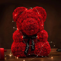 Valentijnscadeaus Decoratie Rozenbeer Kunstbloem Met Doos Led Lampjes Teddybeer voor Vrouwen Vriendin Cadeau Liefdesbloem