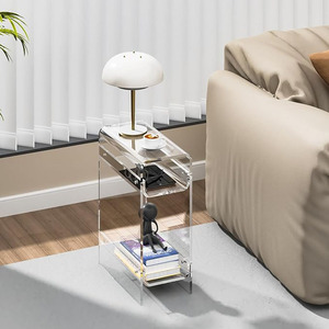 Clear Acrylic Side <strong>Table</strong> <strong>Narrow</strong> Slim End <strong>Table</strong> for Small Spaces Skinny Nightstand <strong>Bedside</strong> <strong>Table</strong> for Bedroom Living Room Office - Product Image 4