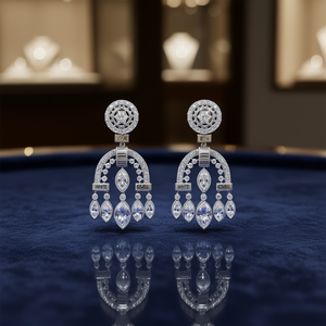 Orecchini E774 in Oro Bianco con Diamanti Taglio Marquise, Gioielli di Lusso per Matrimonio, Gioielleria Raffinata da Donna - Product Image 2