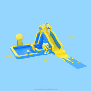 Glissière d'eau <span class=keywords><strong>gonflable</strong></span> d'extension de pelouse de château Glissière d'eau d'arrière-cour des enfants avec la <span class=keywords><strong>piscine</strong></span>, pistolet à eau - Product Image 2