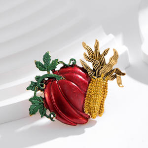 Broche Halloween personnalisée en forme de maïs <span class=keywords><strong>et</strong></span> de citrouille, avec effet goutte d'huile, motif fruits <span class=keywords><strong>et</strong></span> légumes, pour vêtements, cardigan, épingle anti-reflet - Product Image 5