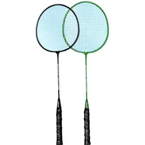 Hete Verkopende Lichtgevende Badmintonracket Set Met Nylon Duurzaam Enkele Nacht Ultralicht Aanvallend Dubbel Racket