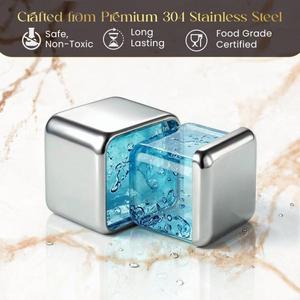 Venta Directa de Fábrica: Juego de 8 Cubos de Hielo de Acero Inoxidable 304 de Enfriamiento Rápido, Bolas Metálicas Reciclables para Whisky y Cerveza - Product Image 4
