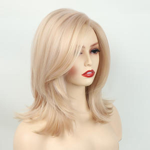 Nouvelles perruques de longueur moyenne pour femmes pas chères perruques de couverture de tête en fibre chimique rose blonde - Product Image 2