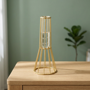 Vase de table moderne en métal industriel Gallery Edit avec tube en verre, hauteur 26 cm, noir, porte-fleurs décoratif - Product Image 6